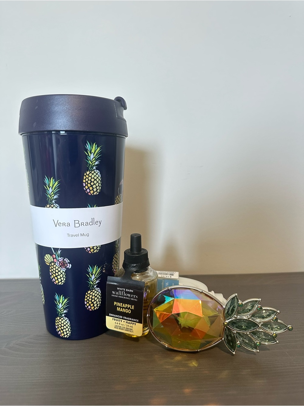 🍍 Pineapple Bundle - Vera Bradley Travel Mug with Wallflower Plug and Wallflower